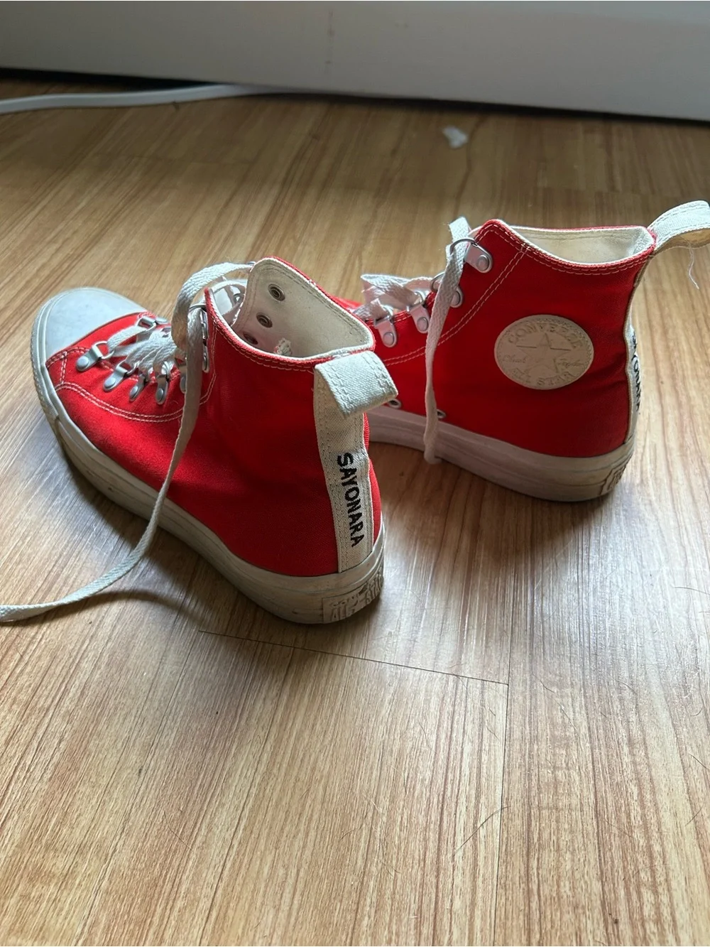 Converse Red and White High-Top Sneakers